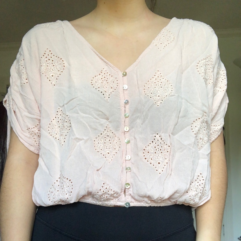 Love Stitch light pink top